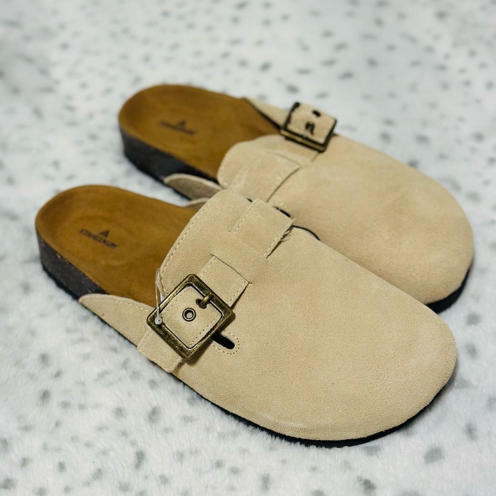 Staheekum Buckle Clog Brown Suede Slip-On Shoes Women’s 8 NWB